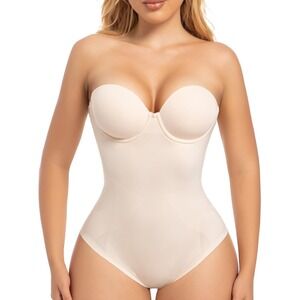 Slimers Strapless Shapewear Seamless Bodysuit Tummy Control Sculpt Body Shaper L